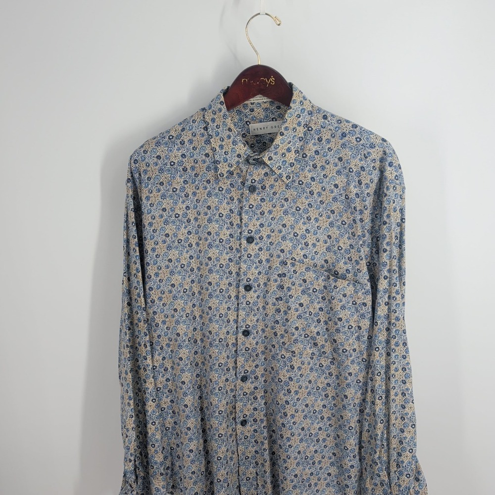 Henry Grethel Geometric‎ Print Classic Button-Up Shirt Multicolor Size L (42cm)
